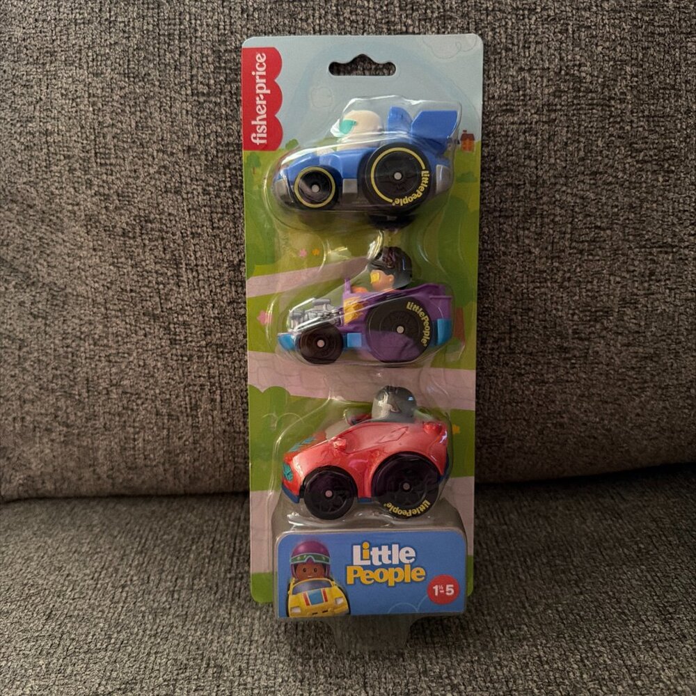 NIB Fisher Price Little People WHEELIES CARS 3 Pack - Brand New